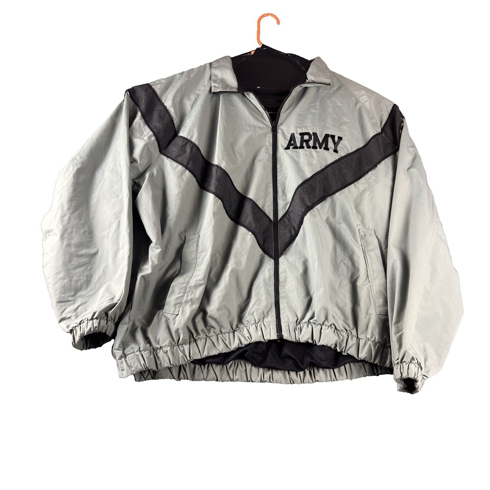 U.S.A  Men's Army  Jacket Sz XL  Light Golf  Grey/Black Militaria Reflect Strip